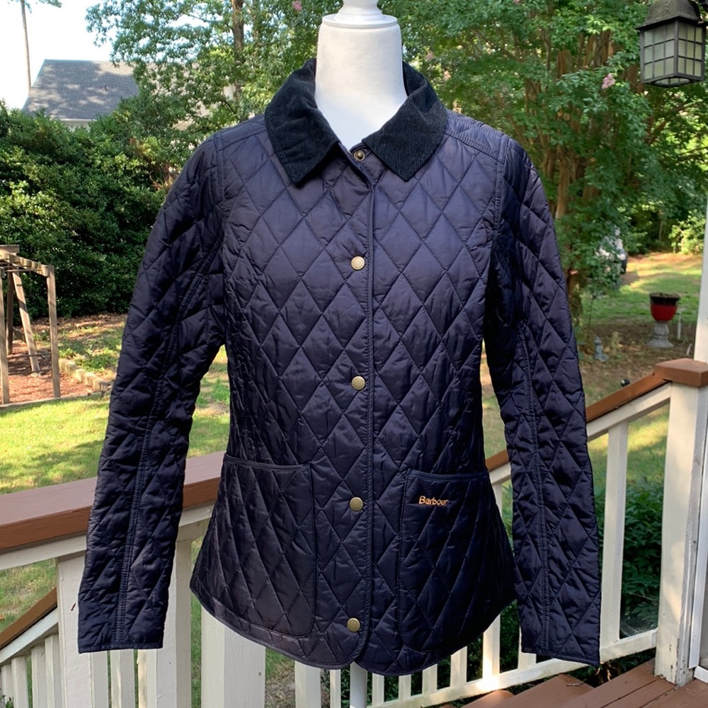 Barbour Annandale Quilt Jacket Navy Black Size 6 USA